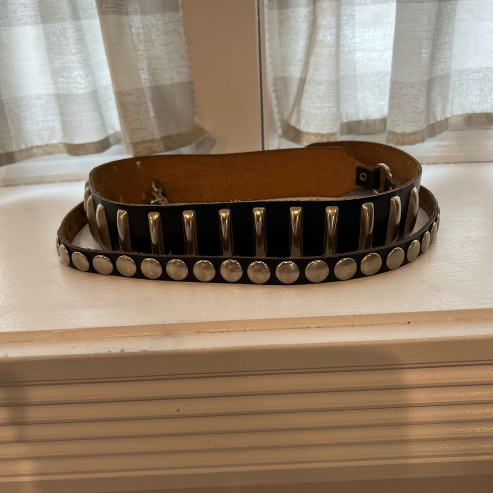 Double Wrap Black Studded Leather Belt